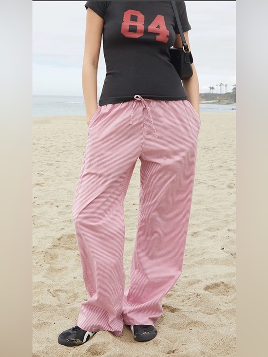Brandy Melville Pants - Brandy Melville Red and White Gingham Drawstring Pants